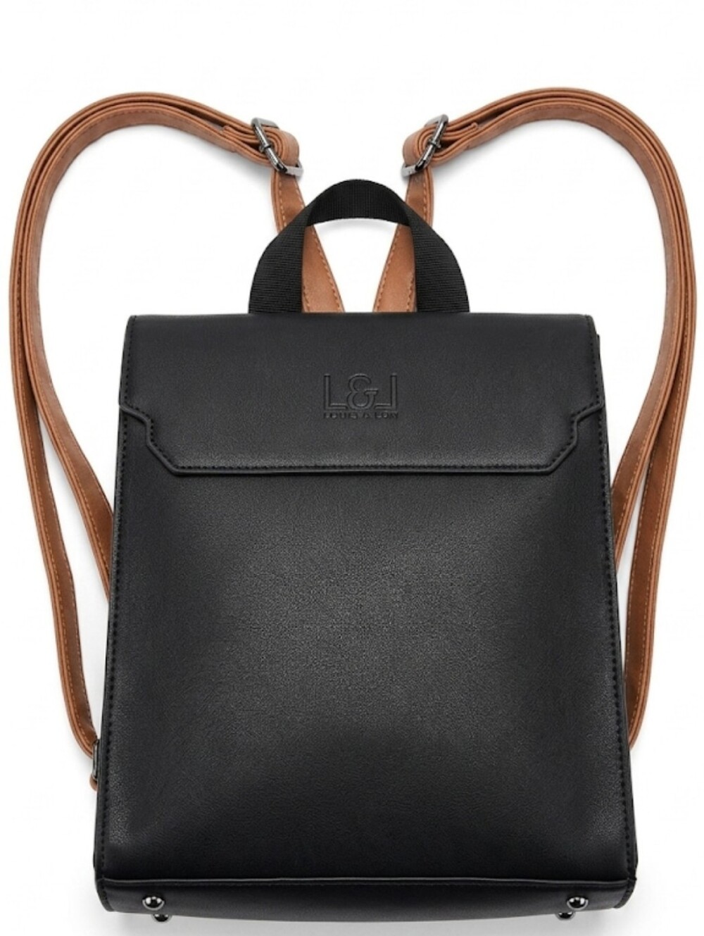 L&L Faux Leather Backpack with Brown Straps